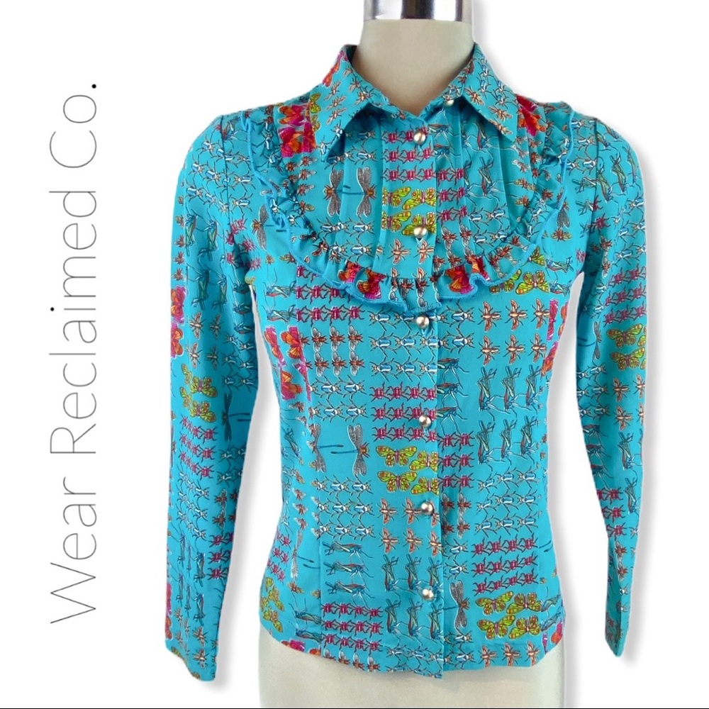 Insect Printed Ultra Feminine Button Down Shirt